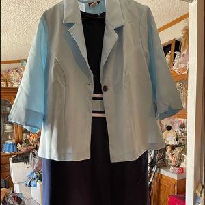 Navy blue dress with lt blue jacket